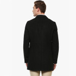 Men Black Single-Breasted Self Design Casual Coat