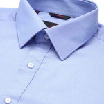 Men Blue Solid Pure Cotton Slim Fit Formal Shirt