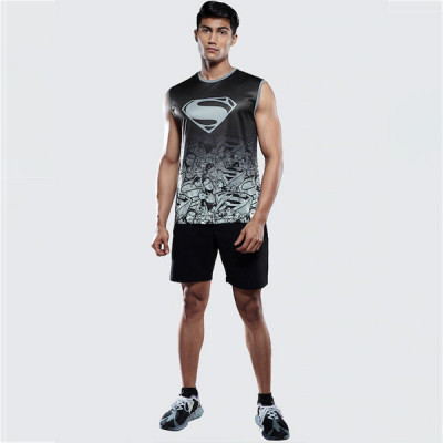 Men Grey & Black Superman Printed Innerwear Vest