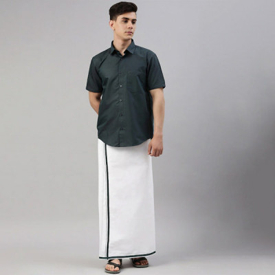 White Solid Cotton Dhoti