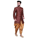 Avaeta Jacquard Embroidered Men Sherwani With Patiyala